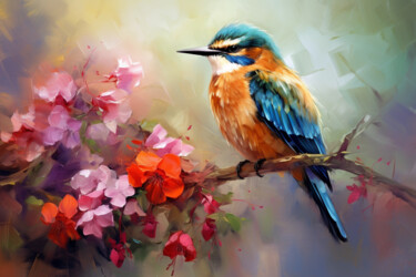 Digital Arts titled "A bird standing on…" by Mariia Fedorova, Original Artwork, Digital Painting