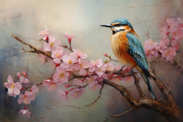 Arte digitale intitolato "Bird and flower" da Mariia Fedorova, Opera d'arte originale, Pittura digitale
