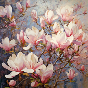 Картина под названием "Magnolia 3" - Mariia Fedorova, Подлинное произведение искусства, Масло