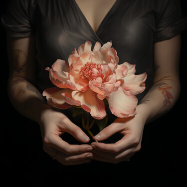 Digitale Kunst mit dem Titel "a woman holding a p…" von Mariia Fedorova, Original-Kunstwerk, Digitale Malerei