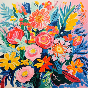 Картина под названием "Flowers 1" - Mariia Fedorova, Подлинное произведение искусства, Масло