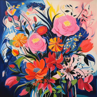 Картина под названием "Flowers 4" - Mariia Fedorova, Подлинное произведение искусства, Акрил