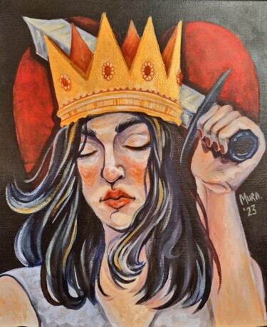 Painting titled "Queen of Hearts" by Mariia Ganeeva, Original Artwork, Acrylic