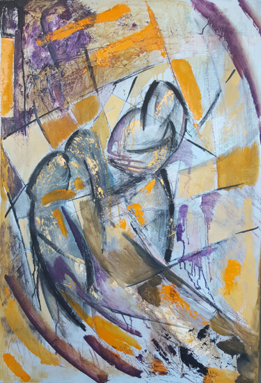 Painting titled "Dancing in geometry" by Mariia Gorbunova, Original Artwork, Oil