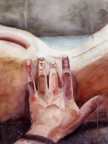 Painting titled "Moment of intimacy" by Mariia Kiseleva, Original Artwork, Watercolor