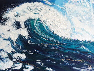 Schilderij getiteld "Stormy ocean waves" door Mariia Kiseleva, Origineel Kunstwerk, Acryl