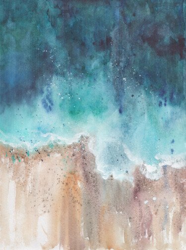 Painting titled "Ocean mood" by Mariia Kiseleva, Original Artwork, Watercolor