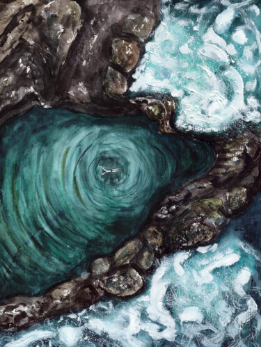 Malarstwo zatytułowany „Blue Lagoon” autorstwa Mariia Kiseleva, Oryginalna praca, Akwarela