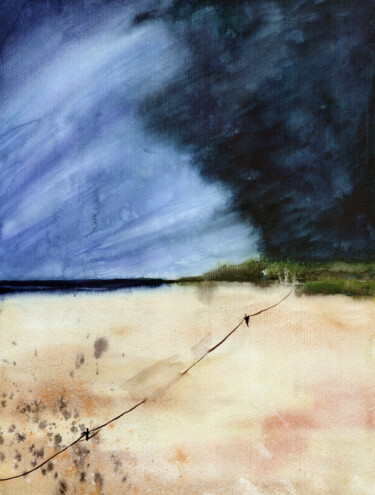 Pintura titulada "Thunderstorm on the…" por Mariia Kiseleva, Obra de arte original, Acuarela