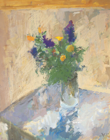 Malerei mit dem Titel "Flowers on the balc…" von Mariia Kurbatova, Original-Kunstwerk, Gouache