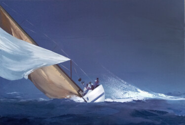 「Squall」というタイトルの絵画 Mariia Lashkevychによって, オリジナルのアートワーク, オイル ウッドストレッチャーフレームにマウント