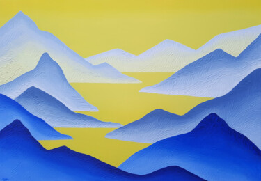 Картина под названием "Levitate Mountain P…" - Mariia Raskin, Подлинное произведение искусства, Акрил
