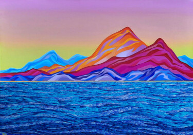 Schilderij getiteld "Sea and Mountains a…" door Mariia Raskin, Origineel Kunstwerk, Acryl