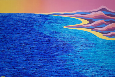 Peinture intitulée "Seascape at Sunset" par Mariia Raskin, Œuvre d'art originale, Acrylique