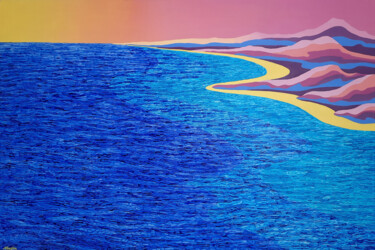 Pintura intitulada "Seascape at Sunset" por Mariia Raskin, Obras de arte originais, Acrílico