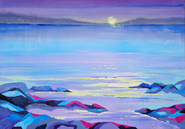 Malerei mit dem Titel "Calm Evening Seasca…" von Mariia Raskin, Original-Kunstwerk, Acryl