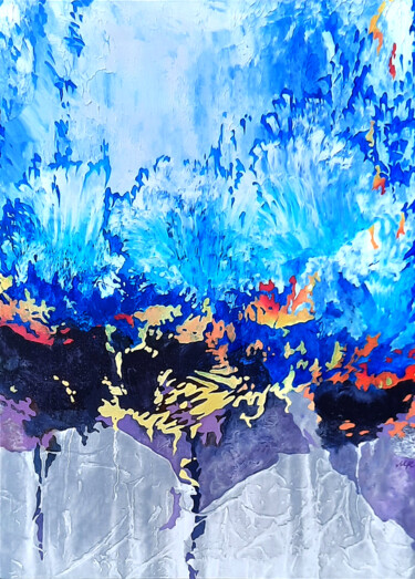 Картина под названием "Underwater Flowers" - Mariia Raskin, Подлинное произведение искусства, Акрил Установлен на Деревянная…