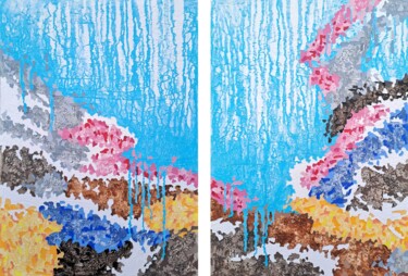 Картина под названием "Waterfall" - Mariia Raskin, Подлинное произведение искусства, Акрил Установлен на Деревянная рама для…