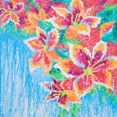 Peinture intitulée "Bright Lilies" par Mariia Raskin, Œuvre d'art originale, Acrylique