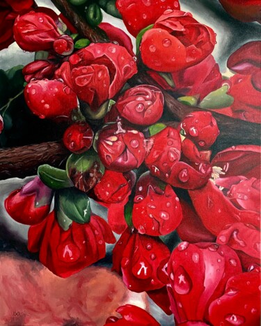 Painting titled "Red" by Mariia Riznyk, Original Artwork, Oil