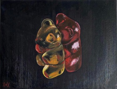 Schilderij getiteld "Jelly bears love" door Mariia Riznyk, Origineel Kunstwerk, Acryl Gemonteerd op Karton