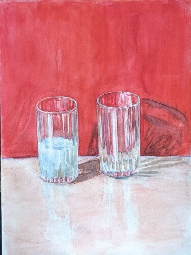 Peinture intitulée "Milk glass" par Mariia Savina, Œuvre d'art originale, Aquarelle