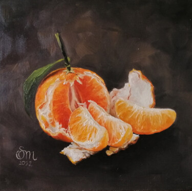 Painting titled "Tangerine still life" by Mariia Sukalova, Original Artwork, Oil