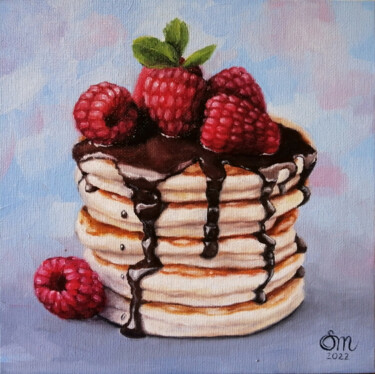 Pittura intitolato "Pancake with chocol…" da Mariia Sukalova, Opera d'arte originale, Olio