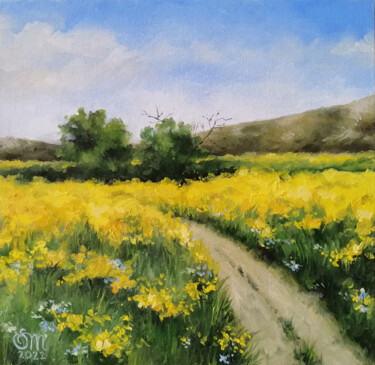 Painting titled "Summer field" by Mariia Sukalova, Original Artwork, Oil