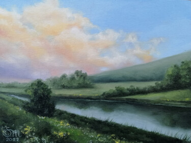 Malerei mit dem Titel "Morning landscape" von Mariia Sukalova, Original-Kunstwerk, Öl