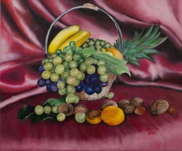 Peinture intitulée ""Hroznové víno" ruč…" par Marija Banha Art, Œuvre d'art originale, Huile Monté sur Châssis en bois