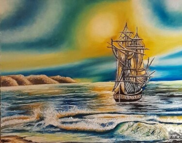 Pintura intitulada "On the Mediterranean" por Marija Mitrovic, Obras de arte originais, Óleo