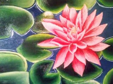 「Pink lotos」というタイトルの絵画 Marija Mitrovicによって, オリジナルのアートワーク, オイル