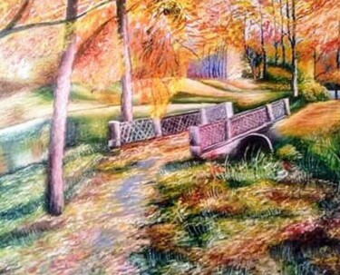 Peinture intitulée "Golden autumn" par Marija Mitrovic, Œuvre d'art originale, Huile