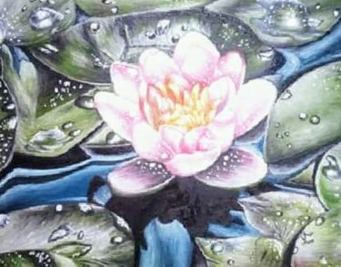 Картина под названием "Water lily" - Marija Mitrovic, Подлинное произведение искусства, Масло
