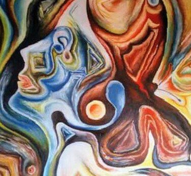 Schilderij getiteld "Crazy brain" door Marija Mitrovic, Origineel Kunstwerk, Olie