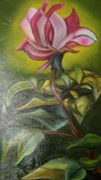 Painting titled "Pink flower" by Marija Mitrovic, Original Artwork, Oil