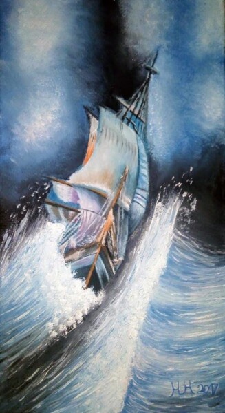 Painting titled "Storm" by Marija Mitrovic, Original Artwork, Oil