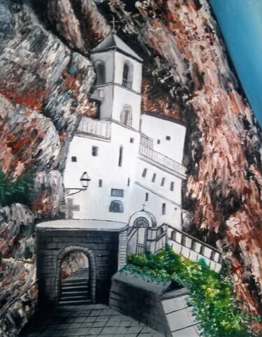 Schilderij getiteld "Monastery" door Marija Mitrovic, Origineel Kunstwerk, Olie