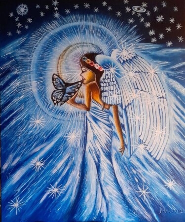 Peinture intitulée "Girl angel" par Marija Mitrovic, Œuvre d'art originale, Huile