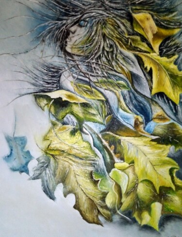 Картина под названием "Autumn the wind in…" - Marija Mitrovic, Подлинное произведение искусства, Масло