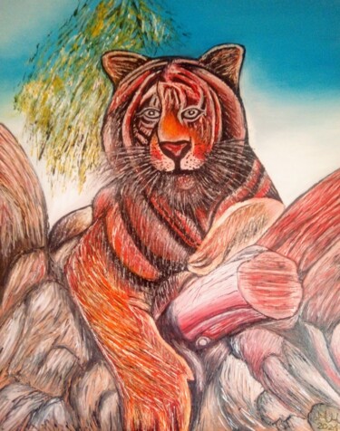 Pittura intitolato "Relax tigers" da Marija Mitrovic, Opera d'arte originale, Olio
