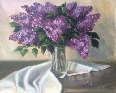 Schilderij getiteld "Lilac" door Marija Rudnewa, Origineel Kunstwerk, Olie