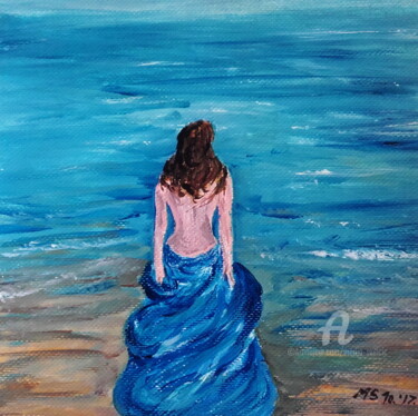 Painting titled "Sea motives - woman…" by Marija Sviličić, Original Artwork, Watercolor
