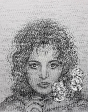 Drawing titled "Karmen - portrait -…" by Marija Sviličić, Original Artwork, Pencil