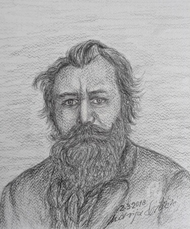 "portret Johannes Br…" başlıklı Resim Marija Sviličić tarafından, Orijinal sanat, Kalem