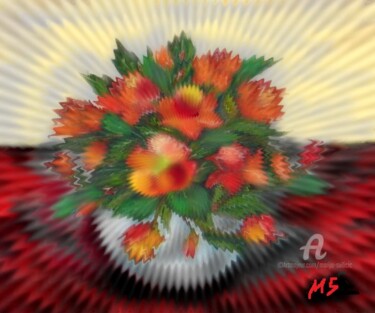 Digitale Kunst mit dem Titel "Flower motif - Digi…" von Marija Sviličić, Original-Kunstwerk, 2D digitale Arbeit