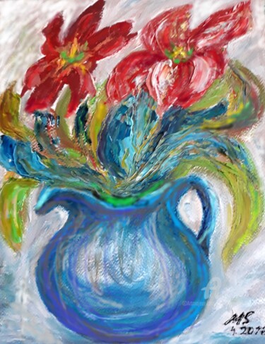Pittura intitolato "Flower motif - Oil…" da Marija Sviličić, Opera d'arte originale, Olio