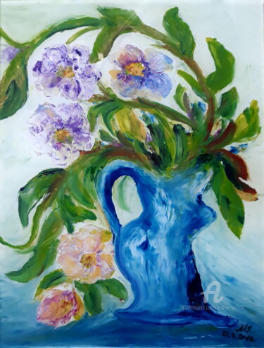 Peinture intitulée "Flower motif - OIL…" par Marija Sviličić, Œuvre d'art originale, Huile
