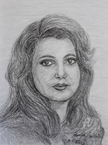 Рисунок под названием "Portrait drawing Ca…" - Marija Sviličić, Подлинное произведение искусства, Карандаш